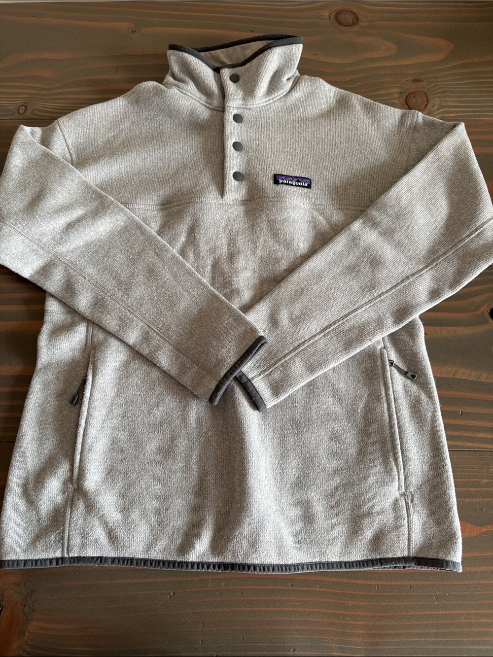Patagonia Light Gray Snap-Front Fleece Pullover